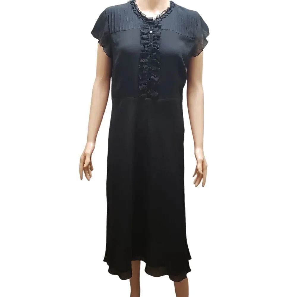 Style & Co Black Sheer Cap Sleeve Dress Sz 12
